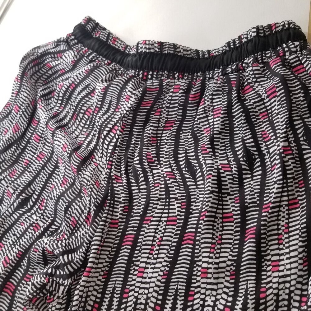 Swim Beach Flowy Pants Womens Medium Black Pink Wide Leg Elastic Waist Tie - Picture 7 of 11